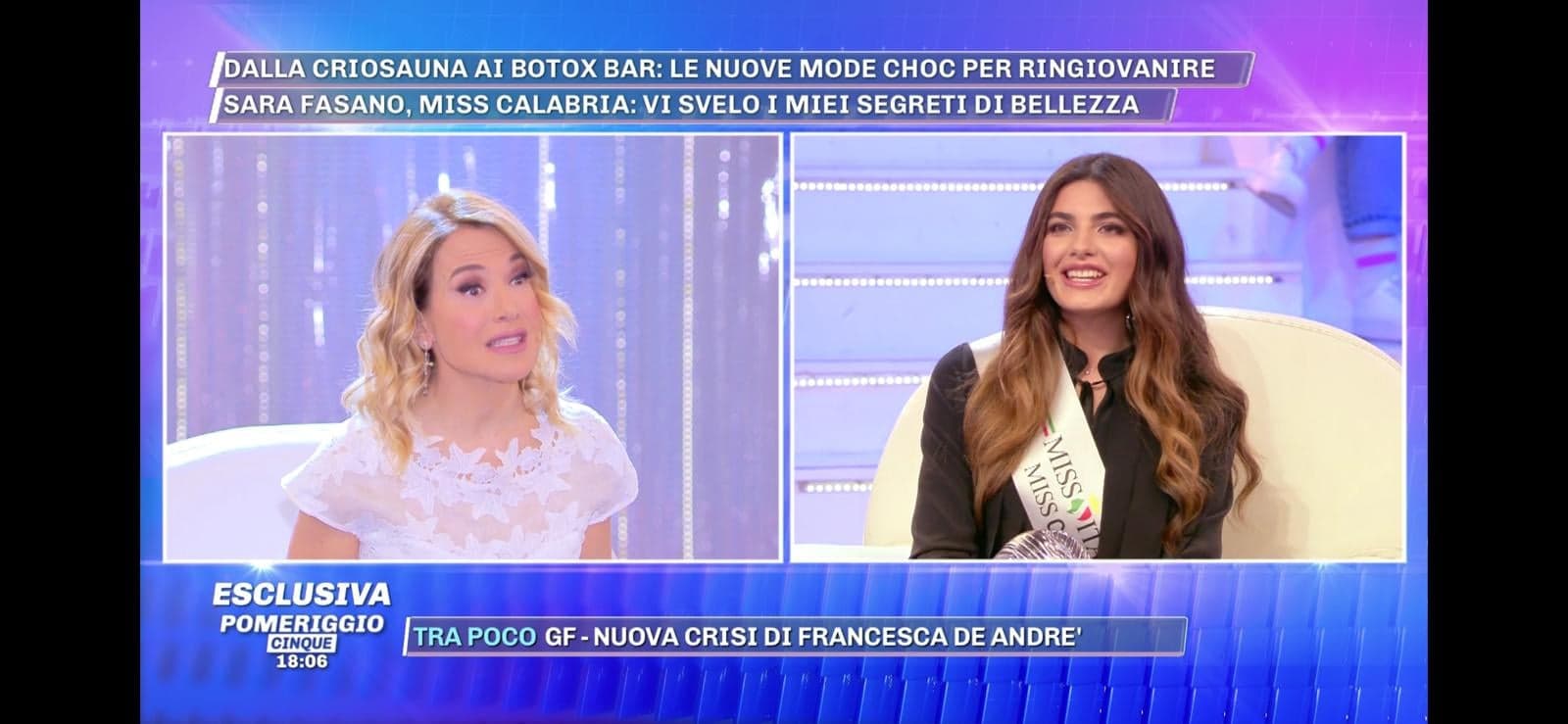 La nostra modella ospite di Barbara D’Urso a Pomeriggio Cinque